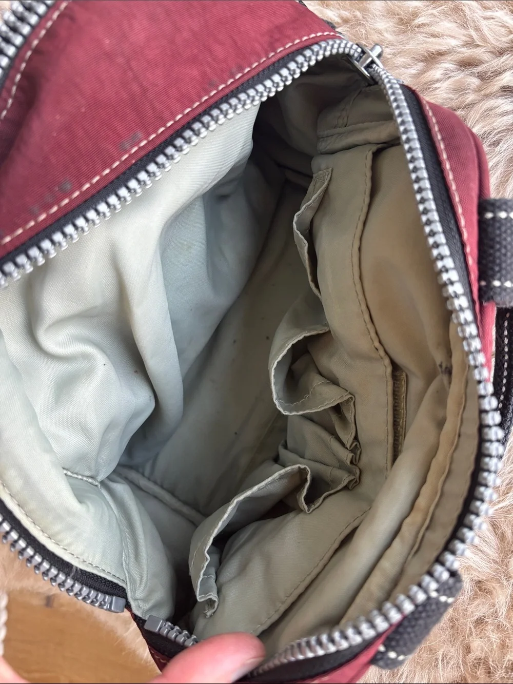 Kipling Deep Red Dual-Zip Cosmetic Case